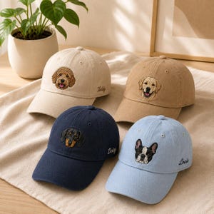 Custom Embroidered Pet Cap, Personalized Dog or Cat Portrait Hat, Custom Pet Photo Baseball Cap with Name, Pet Lover Gift