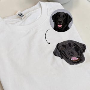 Custom Dog or Cat Shirt, Embroidered Pet Portrait T-Shirt, Personalized Pet Photo Shirt with Name, Dog Mom Cat Dad Gift