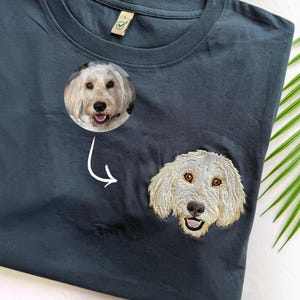 T-shirt personnalisé pour chien ou chat, T-shirt brodé avec portrait d'animal de compagnie, T-shirt photo personnalisé avec nom de l'animal, Cadeau pour maman chien ou papa chat