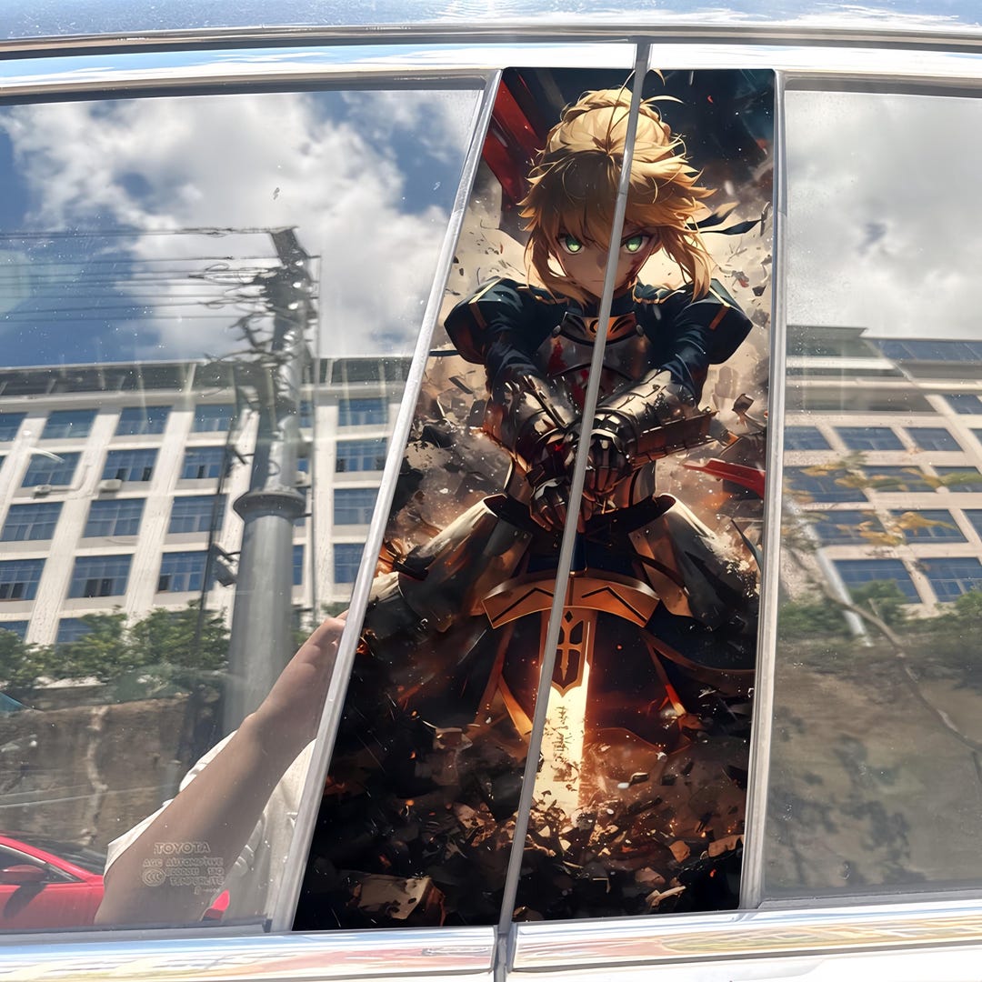 2-piece Saber Altria Pendragon Car B Pillar Sticker, Fate Series Anime ...