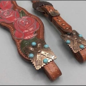 Cow Skull Tack Set turquoise leather, rose breastcollar, hand painted tack, painted skull bridle, parade horse tack, unique horse tack
