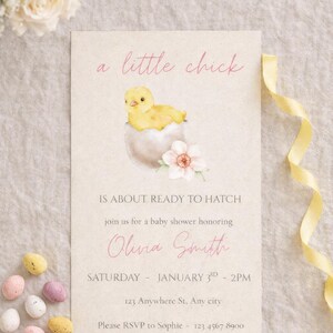 Little Chick Spring Baby Shower Invitation, Digital Invite Template