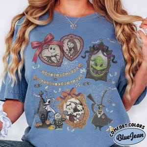 Vintage Comfort Colors Nightmare Before Christmas Coquette-skjorta, Disney Halloween Coquette-tröja med rosett, Oogie Boogie Bash 2026 bild 8