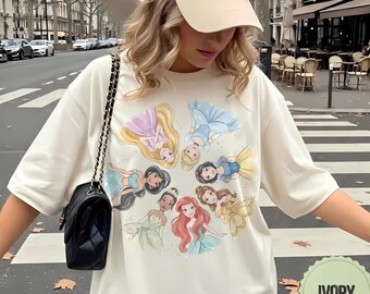 Disney Princess Shirt, Minimal Princess Tee, Cute Rapunzel Cinderella Ariel Belle Shirt, Disneyland Outfit Women, Aesthetic Princess Gift