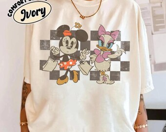 Disney Minnie and Daisy Duck Vintage Checkered Shirt, Minnie and Daisy Checkered Shirt, Disney Girly Trip Shirt, Disney Bestie Shirt