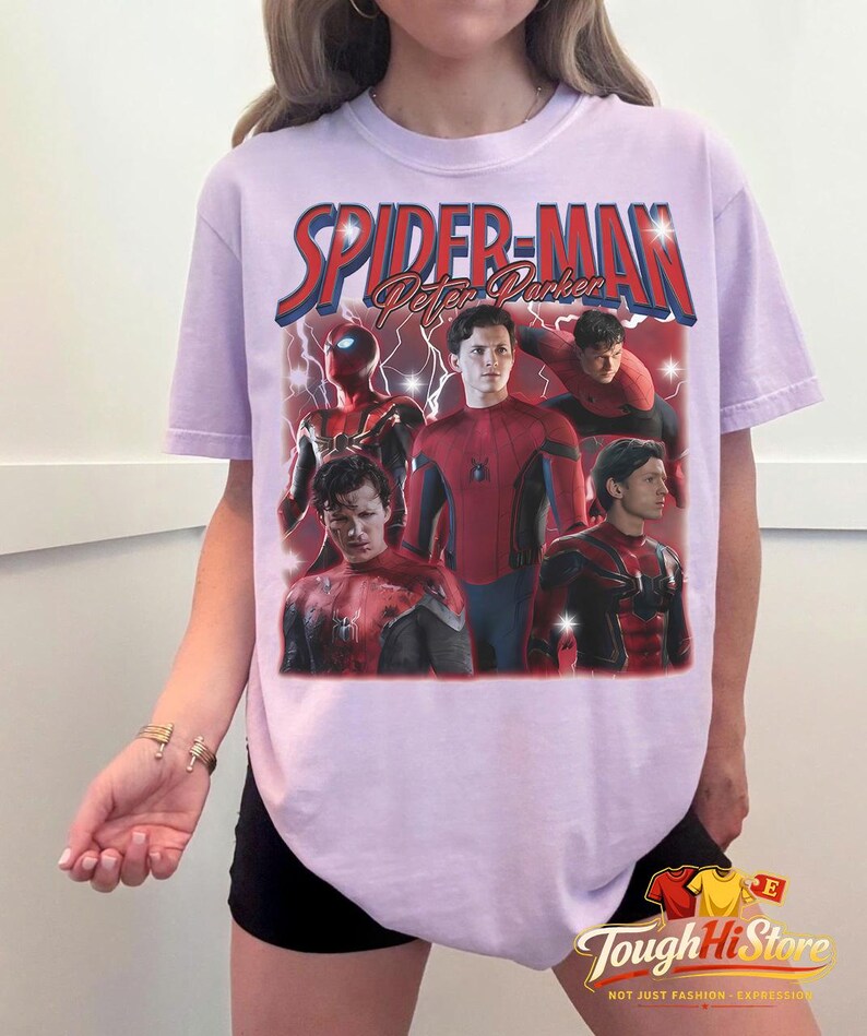 Peter Parker Tom Holland Spider Hero Movie Vintage Bootleg 90s Shirt, A Brand New Day Tee, MCU Marvel Superhero Tee, Disneyworld Trip Orichid( Comfort )