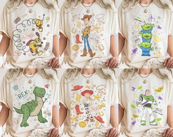 Toy Story Family Matching Shirts, Disney Pixar Group Tee, Woody Buzz Lightyear Jessie Rex Alien Slinky Dog Shirt, Disney Trip Family Outfit