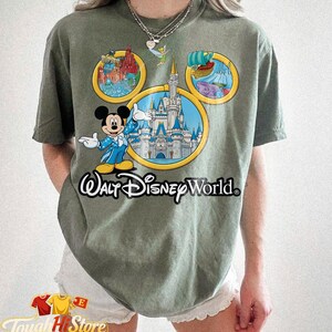 Disney World Shirt, Animal Kingdom Hollywood Studios Epcot Tee, Vintage Disney Parks Shirt, Mickey Vacation Shirt, Family Trip Matching Tee Moss/Military Green