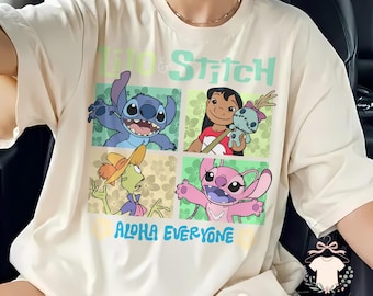 Lilo and Stitch Shirt, Stitch Aloha Everyone Tee, Cute Disney Stitch Shirt, Angel Stitch Graphic Tee, Stitch Vacation Shirt