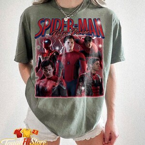 Peter Parker Tom Holland Spider Hero Movie Vintage Bootleg 90s Shirt, A Brand New Day Tee, MCU Marvel Superhero Tee, Disneyworld Trip Moss/Military Green