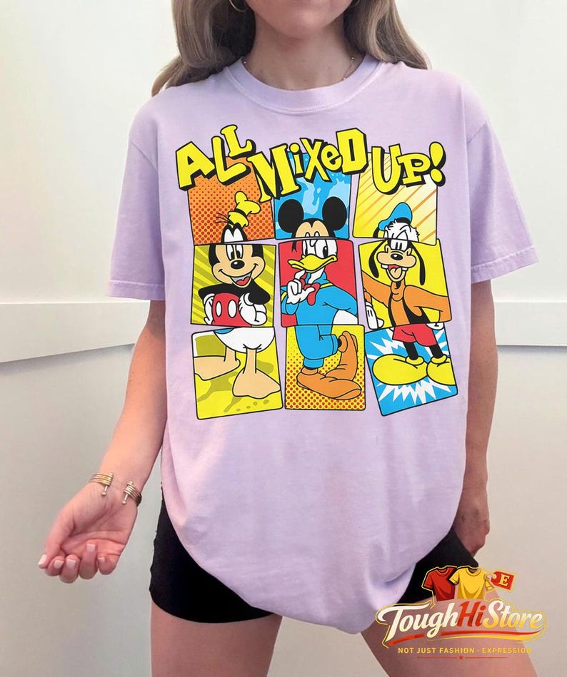 Camiseta de Mickey Mouse con personajes de dibujos animados vintage. Orichid( Comfort )