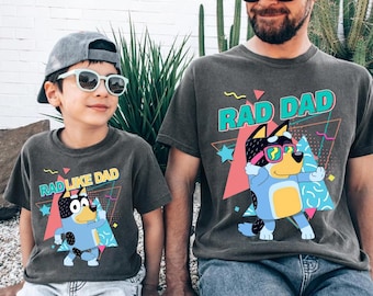 Rad Dad Matching Family T-Shirt, Father's Day Cartoon Tee