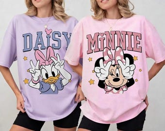 Retro Minnie Daisy Shirt, Vintage Disney Friends Tee, Comfort Colors White Disney Graphic Tee, Disney Girl Trip Shirt, Best Friend Gift Tee