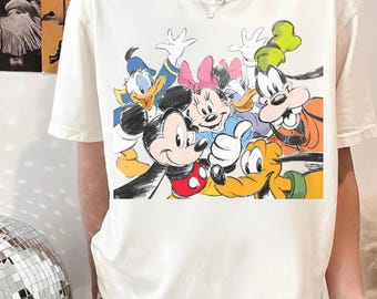 Mickey and Friends Shirt, Disney Friends Tee, Cute Disney Family Trip Shirt, Vintage Disney Cartoon Tee