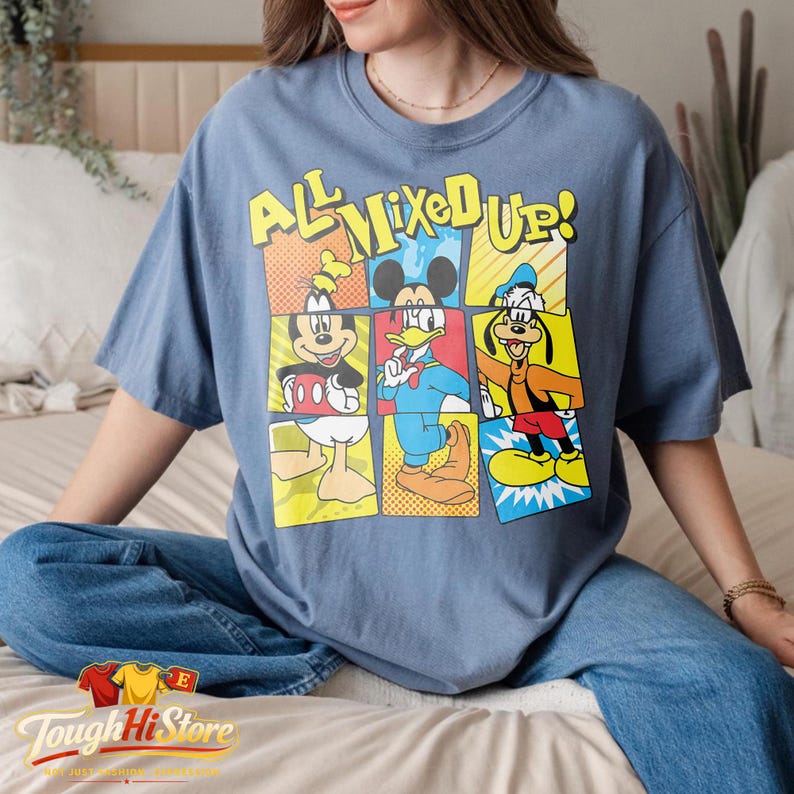 Camiseta de Mickey Mouse con personajes de dibujos animados vintage. Blue Jean( Comfort )