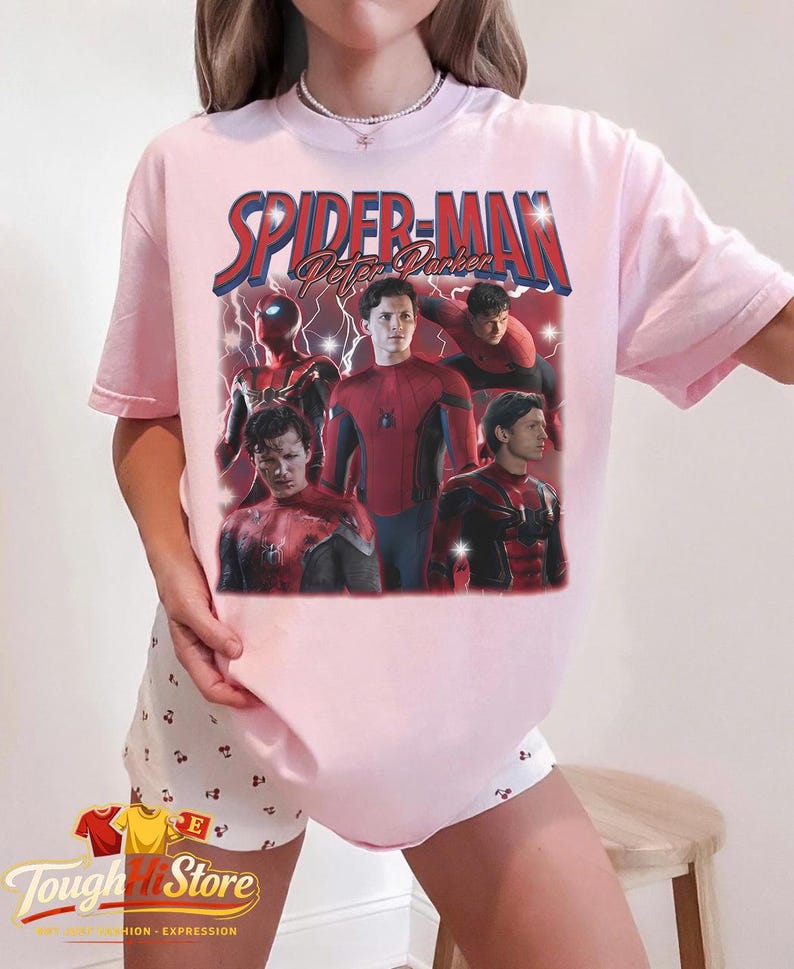 Peter Parker Tom Holland Spider Hero Movie Vintage Bootleg 90s Shirt, A Brand New Day Tee, MCU Marvel Superhero Tee, Disneyworld Trip Blossom/Light Pink