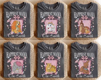 Happiest Mama On Earth Shirt, Disney Mom Shirt, Cute Vintage Mama Tee, Mothers Day Gift Shirt, Coquette Bow Mom Shirt