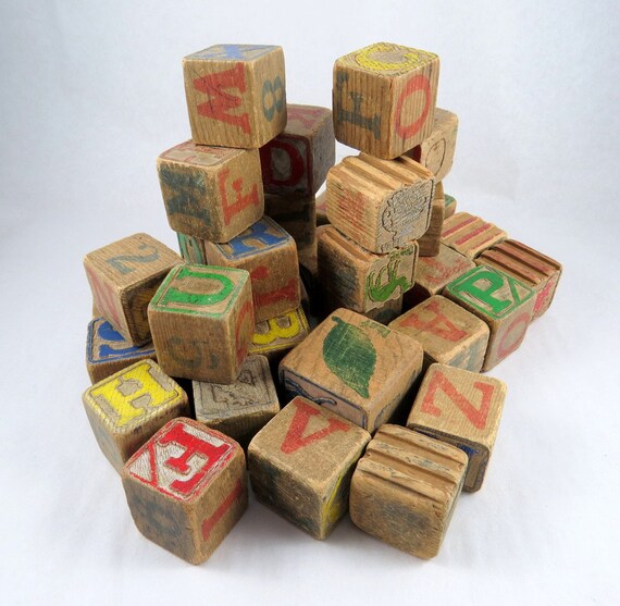 old wooden building blocks