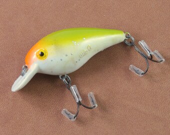 Vintage Cotton Cordell BIG O Fishing Lure, Crank Bait, Fire Face with Green Back, White Belly