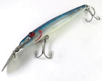 Señuelo de pesca grande MirroLure 113 MR de 7" azul y blanco