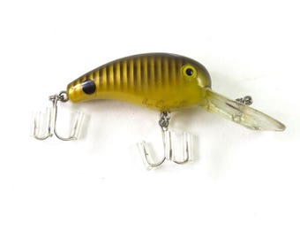 Vintage Cotton Cordell BIG O Fishing Lure, Yellow Gold, Black Stripes, Deep Diver Crank Bait, Rattler Rattles Lure