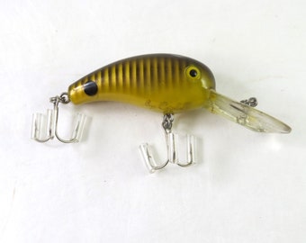 Vintage Cotton Cordell BIG O Fishing Lure, Yellow Gold, Black Stripes, Deep Diver Crank Bait, Rattler