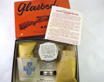 Vintage Glasbed Epoxy Butter Kit, Gunsmith Collectible, Gun Stock Repair, Hunting Cabin Decor