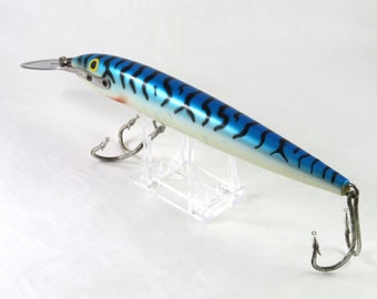 Vintage Rapala Finland Magnum CD22 Countdown 9" Sinking Lure, Blue Mackerel Color, Saltwater Fishing Lure, Large Game Fish Bait Lure