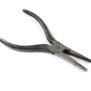 Vintage Flat Nose Pliers, Klein Tools Duck Bill Pliers, 5.25&quot; with Cutters, Jewelers Electricians Hand Tool