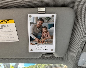 Custom Photo Car Visor Clip, Personalized Car Visor Clip for Dad, Fathers Day Gift, Drive Safe Dad Gift, Best Dad Car Charm Gift for Him