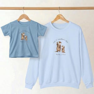 Personliga matchande utter-t-shirts för mamma och bebis för mors dag, personlig babytröja och mammatröja, presentidé till nybliven mamma
