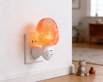 Nachtlampje Himalayazoutlamp, warm licht feng shui-tafellamp, bedlampje van natuurlijk kristal. Kleine zoutlampen. Oplaadbare zoutlamp.