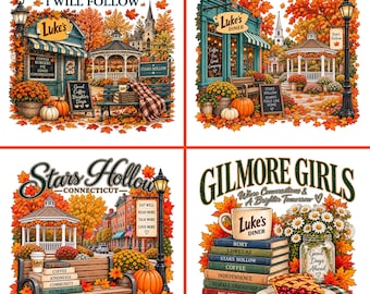 Where You Lead I Will Follow Fall PNG, Autumn Small Town, Coffee Lover, Book Lover (Digital Download)