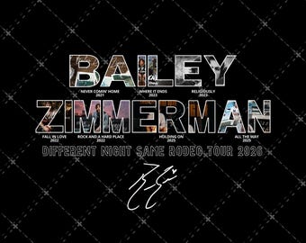 Bailey Zimmerman Tour 2026, png, concert T-shirtontwerp (digitale download)