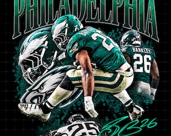 Vintage Philadelphia Eagles Saquon Barkley PNG, Game Day Sports Merch (Digital Download)