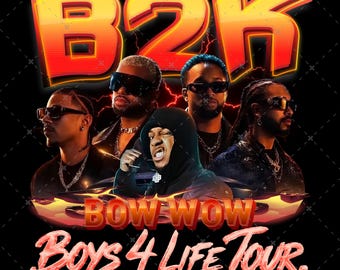 B2K Bow Wow Boys4Life-tour png-bestand: B2K-concert 2026 tshirtontwerp (digitale download)