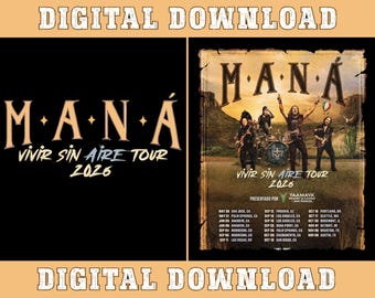 MANA Vivir Sin Are Tour 2025 T-Shirt Design PNG (Digital Download)