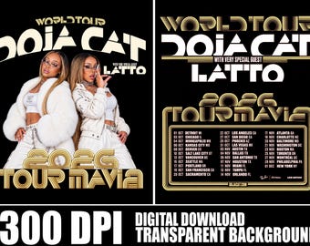 Doja Cat World Tour PNG, Latto Guest, Vintage Rap Graphic (Digital Download)