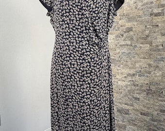 Vintage Lauren Ralph Lauren Silk Floral Wrap Midi Dress Y2K Cottagecore