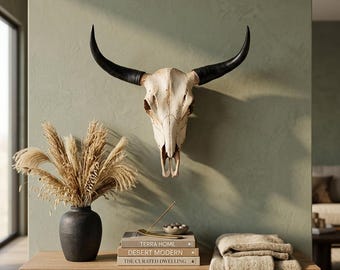Bull Head Wall Mount Rustic Resin Farmhouse Cabin Decor Plaque