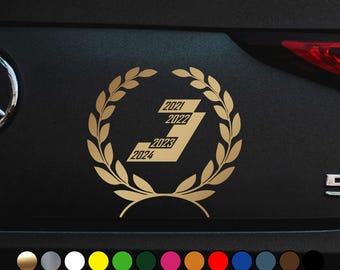 Max Verstappen new number Number 3 in wreath Sticker – 4 Times Champion 2021 2022 2023 2024 – Perfect Cut Color Vinyl Decal