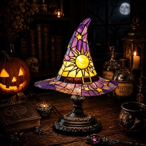 Witch Hat Desk Lamp, Trick or Treat Lamp, Halloween Decor Lamp, Spooky Season Table Lamp, Witchy Home Decor, Halloween Night Light