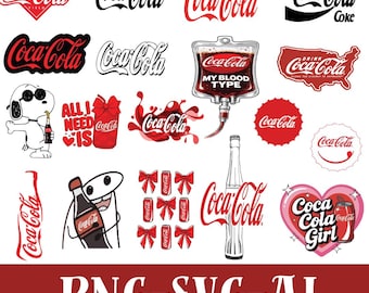 Retro Cola Drink SVG PNG Bundle, Vintage Soda Clipart Set, Fizzy Soft Drink Shirt Design, Soda Lover Sublimation Files, Cricut Cut File