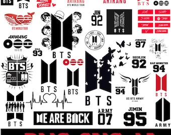Pacote de arquivos SVG e PNG com o logotipo do BTS | Arquivo de corte para o exército Kpop | Design para Cricut e Silhouette | Clipart PNG transparente | Download digital