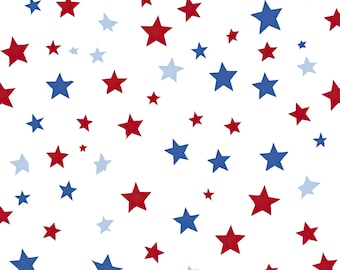 Patriotic Stars Seamless Pattern, Red White Blue Digital Paper (Digital Download)