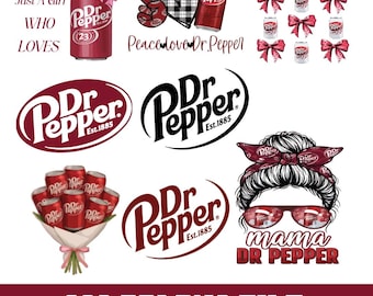 Dr Pepper PNG Bundle, Retro Soda Graphics, Mama Sublimation (300 DPI)