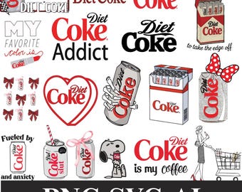 Diet Coke SVG Png Bundle | Soda Lover Cut Files | Retro Drink Logo SVG | Cricut Silhouette Sublimation PNG | Vintage Soda Clipart