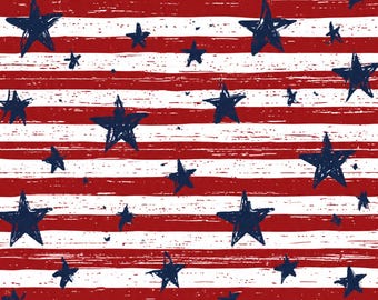 Grunge Stars and Stripes Seamless Pattern | Distressed USA Flag PNG | Patriotic 4th of July Digital Paper | Red White Blue | 300 DPI