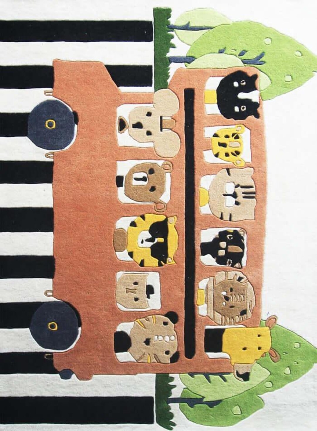 Bus Rug Large Hand Tufted Wool Bus Rug, Cartoon Safari Animals Kids Room Carpet - Etsy
