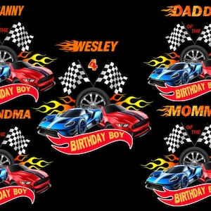 Race Car Family Birthday Design, Wesley 4th Birthday, Mommy Daddy Grandma Granny of the Birthday Boy,Racing Car Theme PNG Sublimation Design